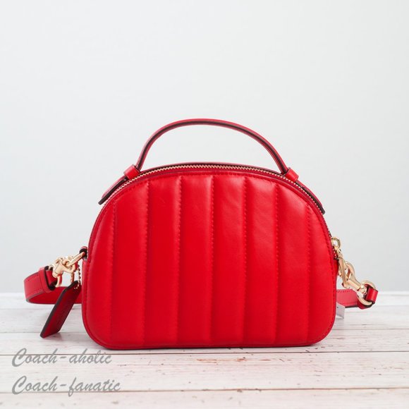 NWT Coach C7259 Serena Leather Satchel With Linear Quilting in Electric Red - Picture 10 of 14